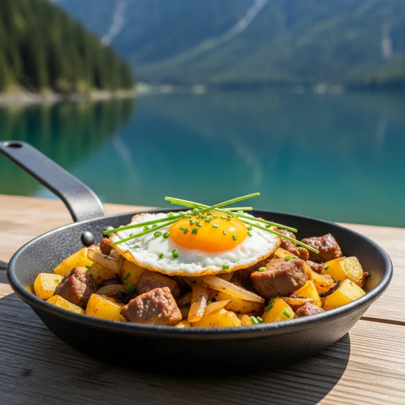 Tiroler Gröstl in a cast-iron pan