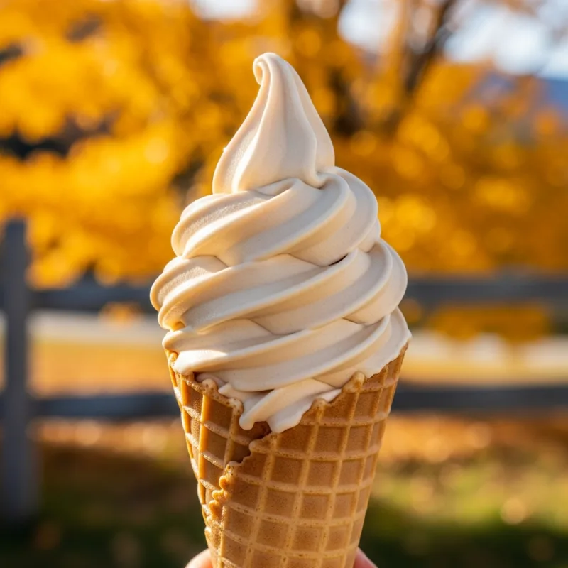 A Vermont Maple Creemee soft-serve ice cream cone in Stowe