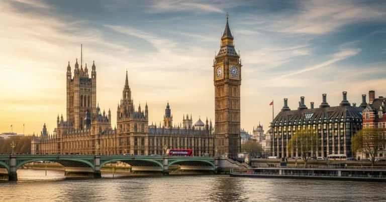 Westminster 1 Big Ben and the Houses of Parliament at golden hour in Westminster, London