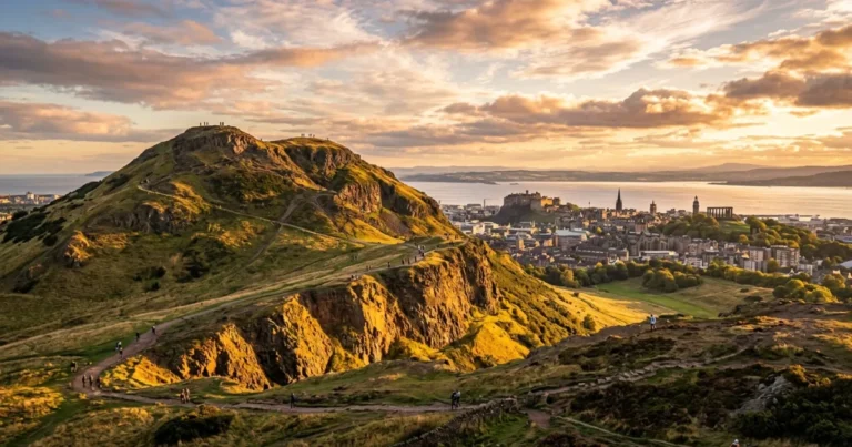Arthur's Seat 8 Panoramic view of Arthur's Seat and the Edinburgh skyline at sunset