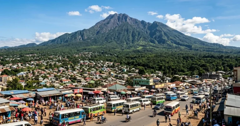 Arusha 1 Panoramic view of Arusha city and Mount Meru in Tanzania