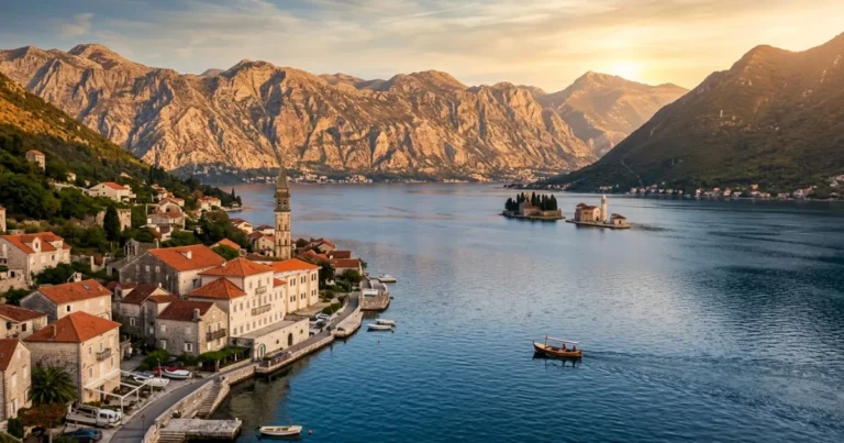 Bay of Kotor 3 Panoramic view of the Bay of Kotor in Montenegro with mountains and medieval architecture