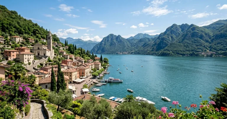 Canton of Ticino 11 Scenic view of Lake Lugano and alpine mountains in the Canton of Ticino, Switzerland