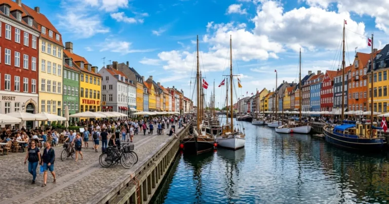 Capital Region of Denmark 8 Colorful townhouses and boats along the Nyhavn canal in the Capital Region of Denmark.