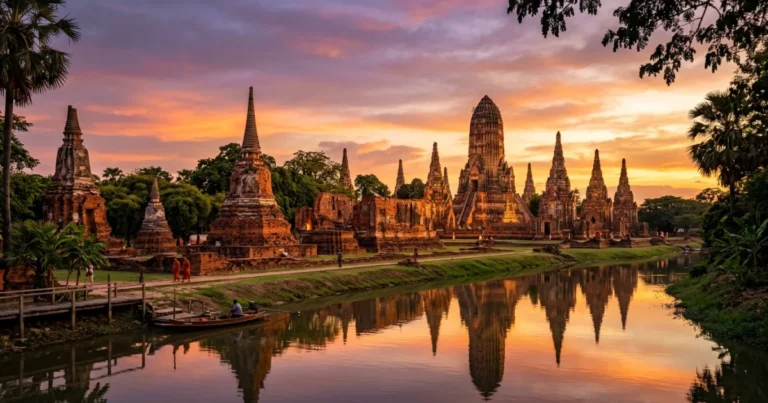 Central Thailand 1 Ancient ruins of Ayutthaya at sunset in Central Thailand