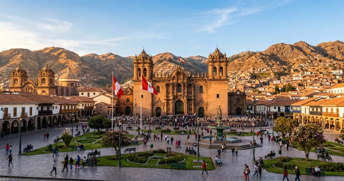 Plaza de Armas and Cusco Cathedral in the historic center of Cusco