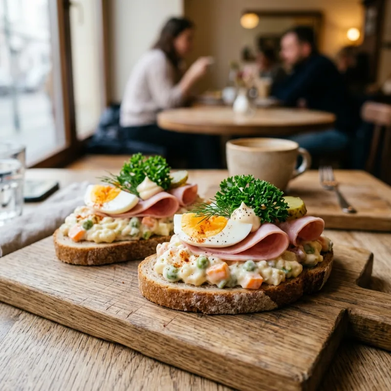Traditional Czech Chlebíčky open-faced sandwiches