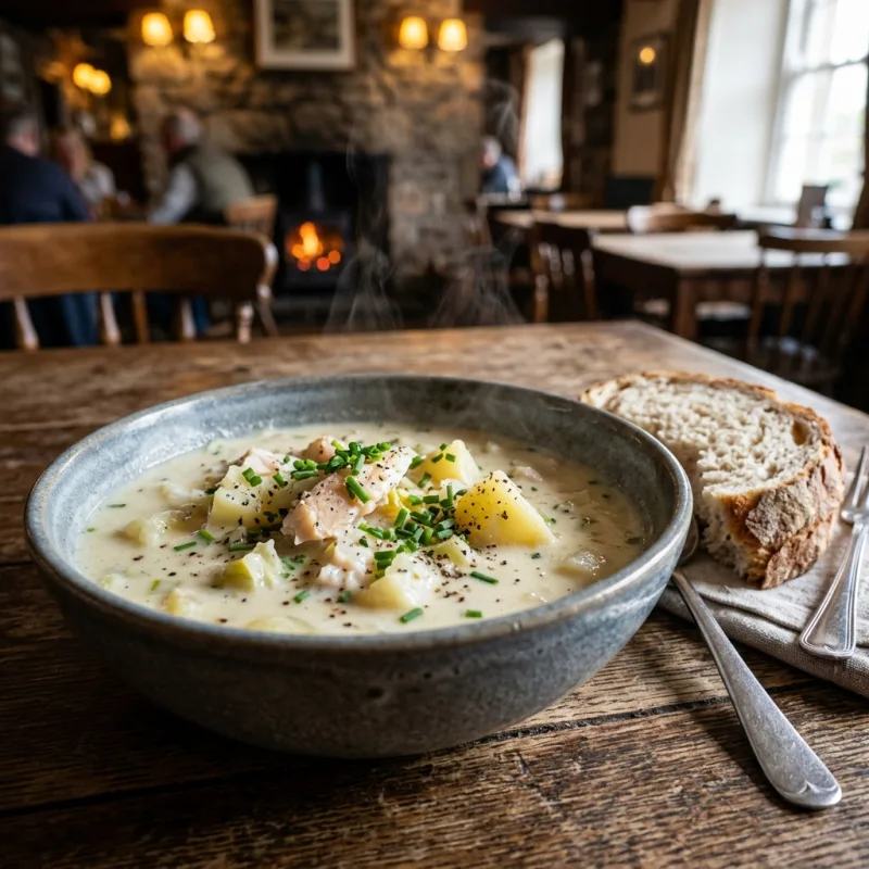 Bowl of traditional Scottish Cullen Skink soup