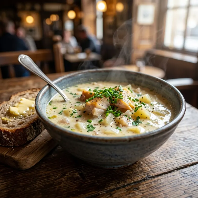 A bowl of traditional Scottish Cullen Skink soup