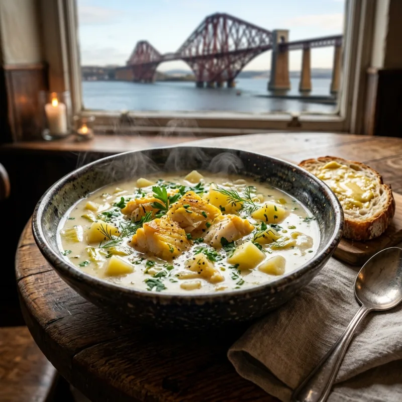 A bowl of traditional Scottish Cullen Skink soup
