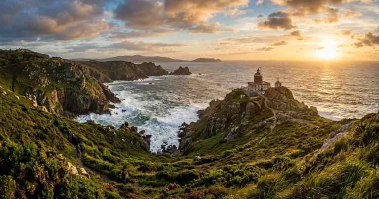 Galicia 12 Panoramic view of a lighthouse on the dramatic cliffs of Costa da Morte in Galicia