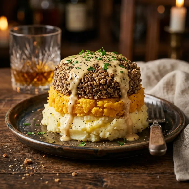 Traditional Scottish Haggis, Neeps, and Tatties
