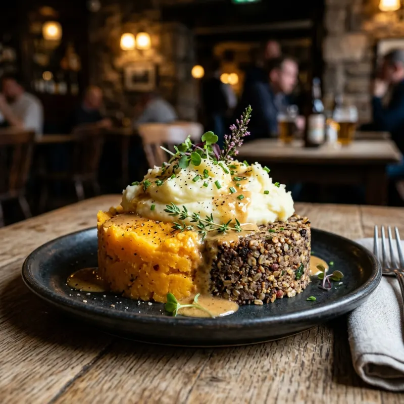 Traditional Scottish Haggis, Neeps, and Tatties