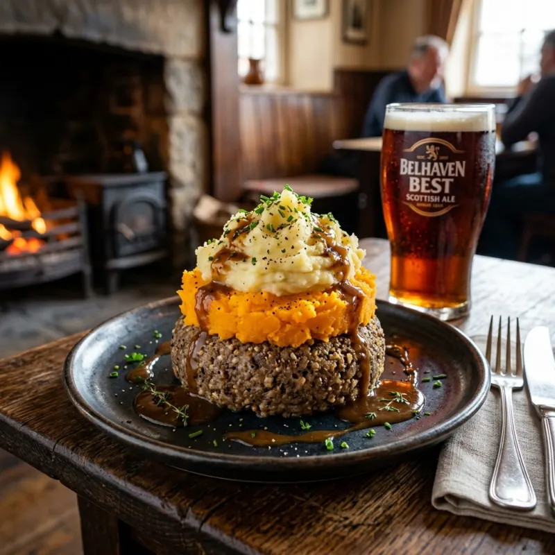 Traditional Scottish Haggis, Neeps, and Tatties