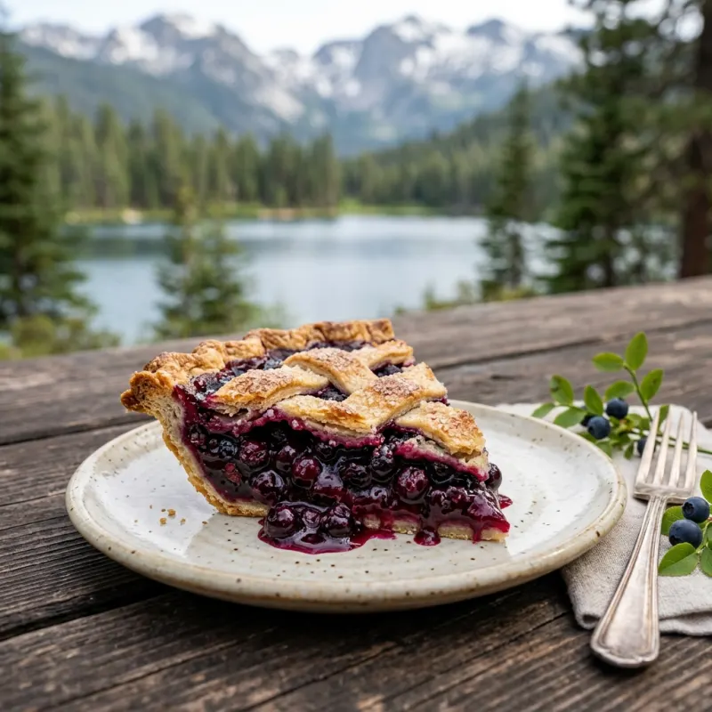 A slice of fresh huckleberry pie