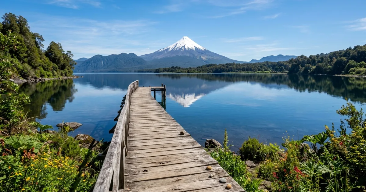 Scenic view of Llanquihue Lake and Osorno Volcano in Chile
