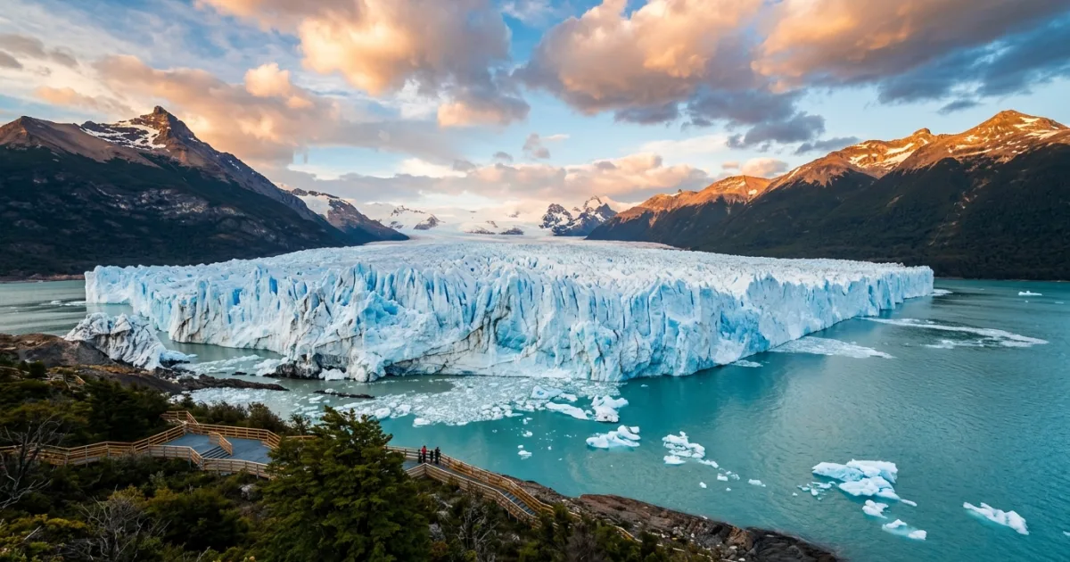 Wide view of the Perito Moreno Glacier in Los Glaciares National Park