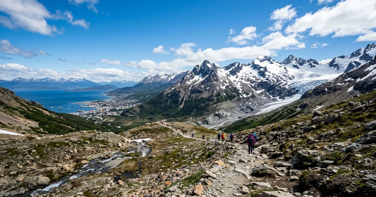 Panoramic view of Martial Glacier and the Beagle Channel in Ushuaia