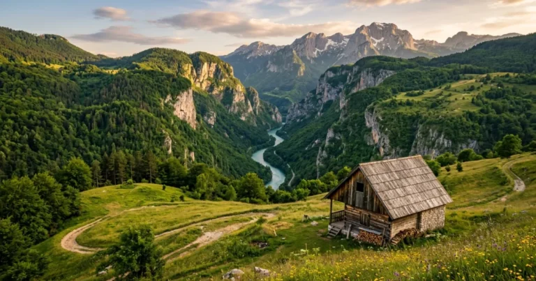 Northern Montenegro 1 Scenic view of the Tara River Canyon and Durmitor mountains in Northern Montenegro
