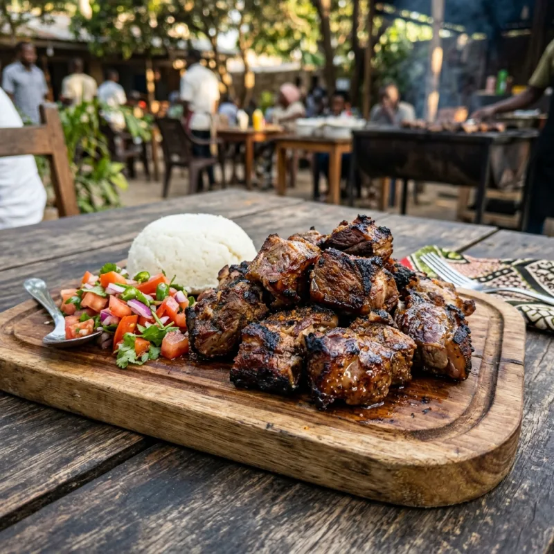 Nyama Choma with ugali and kachumbari
