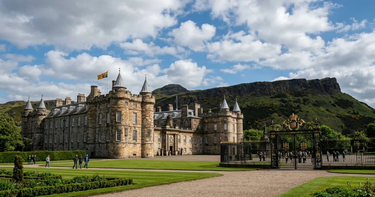 Exterior view of the Palace of Holyroodhouse in Edinburgh