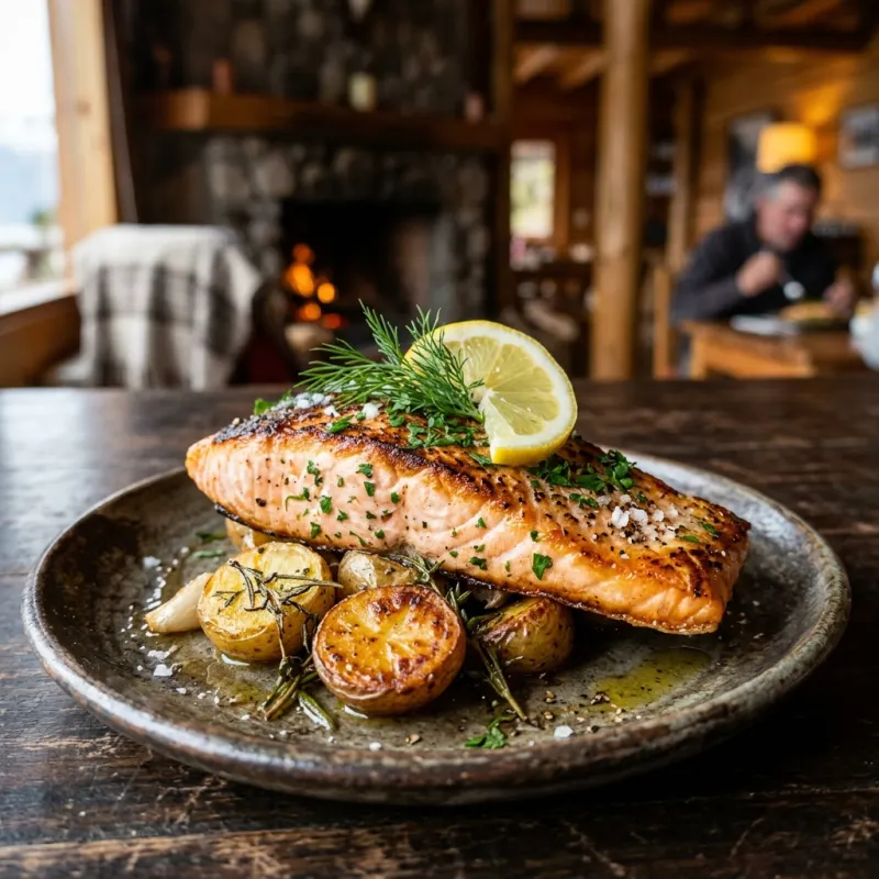 Grilled Patagonian Salmon with roasted potatoes