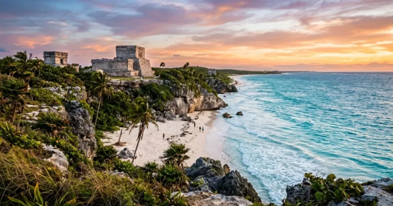 Quintana Roo 1 Ancient Mayan ruins overlooking the turquoise Caribbean Sea in Tulum, Quintana Roo