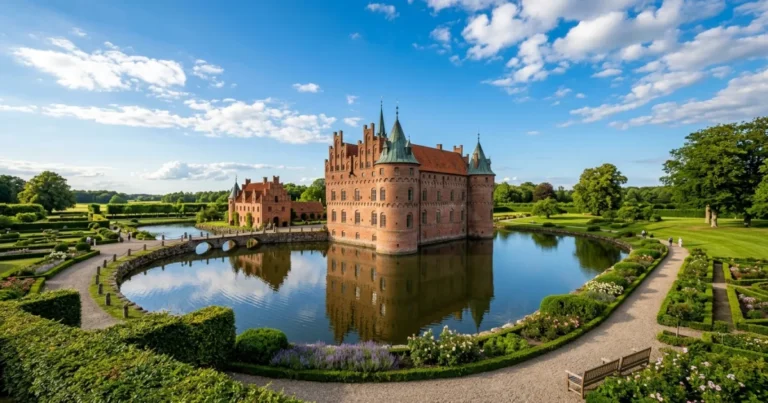 Region of Southern Denmark 7 Egeskov Castle surrounded by a moat and gardens in Southern Denmark