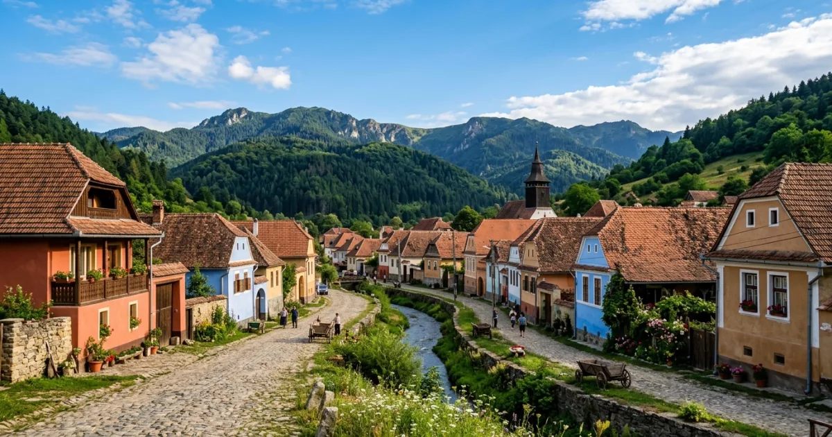 Scenic view of the traditional village of Sibiel in Transylvania, Romania