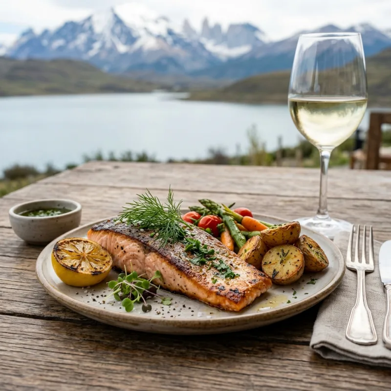 Pan-seared Patagonian Trout with roasted potatoes and lemon