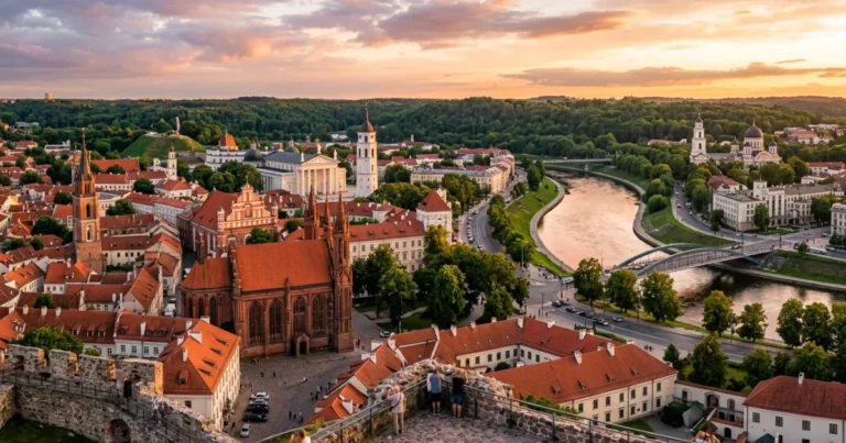 Vilnius County 1 Panoramic view of Vilnius Old Town at sunset
