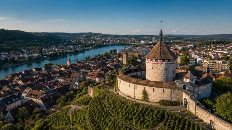 Schaffhausen 7 Panoramic view of Schaffhausen featuring the Munot fortress and the Old Town