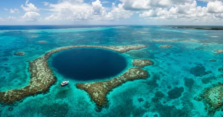 Belize 7 Aerial view of the Great Blue Hole in the Belize Barrier Reef