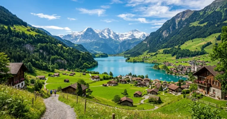 Canton Obwalden 6 Scenic view of Lake Lungern and the Swiss Alps in Canton Obwalden