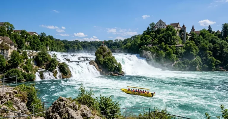 Canton Schaffhausen 1 The powerful Rhine Falls in Canton Schaffhausen with Laufen Castle in the background