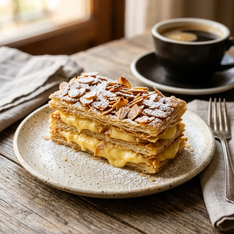 A slice of Costrada de Alcalá pastry on a plate