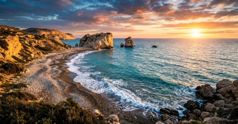 Cyprus 24 Aphrodite's Rock at sunset in Cyprus