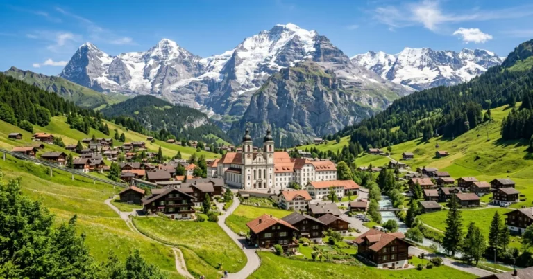Engelberg 4 Panoramic view of Engelberg village and Mount Titlis in the Swiss Alps