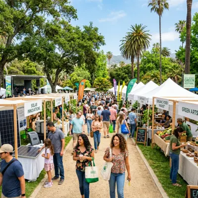 Visitors exploring eco-friendly booths at the Santa Barbara Earth Day Festival in Alameda Park