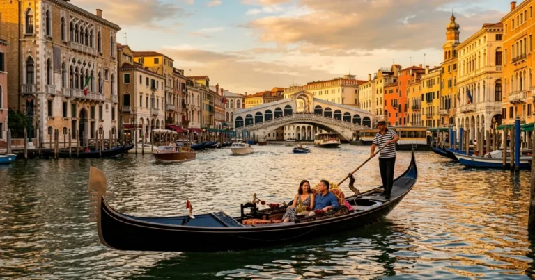 Grand Canal Gondola 5 Traditional gondola on the Grand Canal in Venice during golden hour