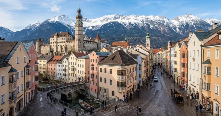 Hall 4 Panoramic view of Hall in Tirol with the Mint Tower and Karwendel Alps