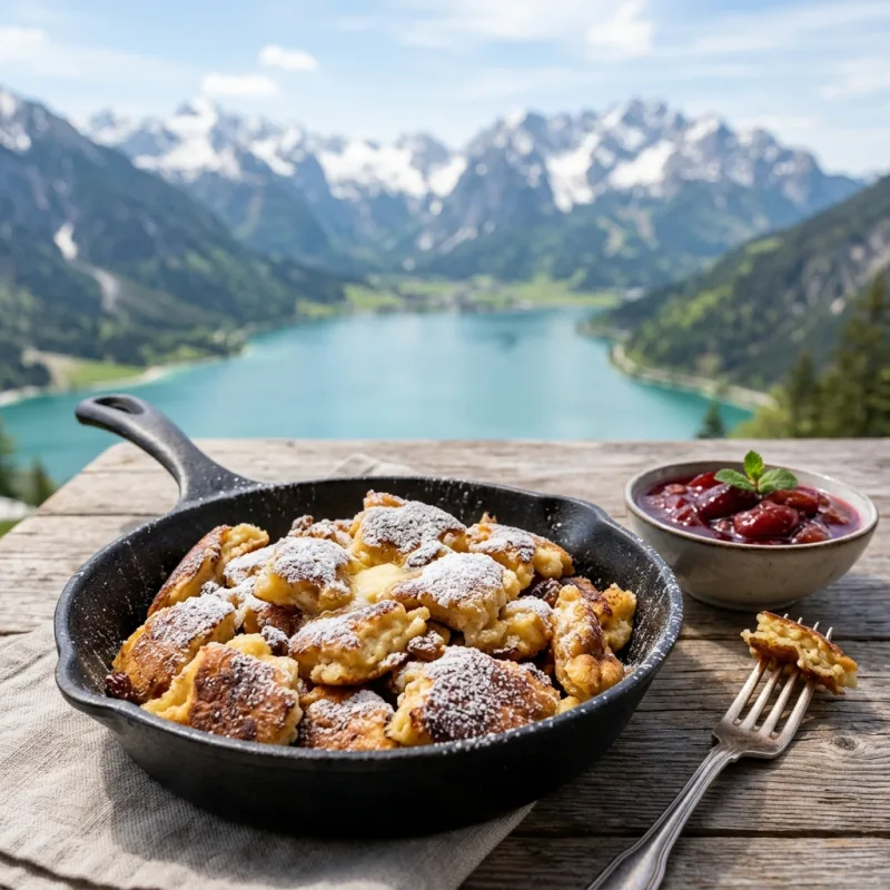 Kaiserschmarrn in a cast iron pan
