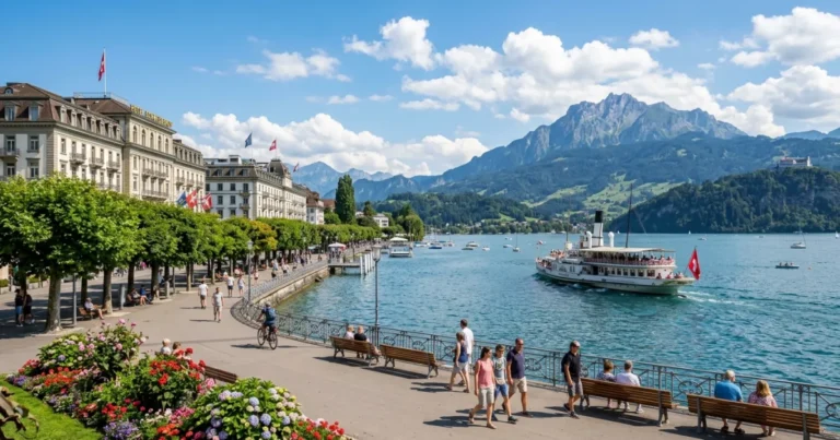Lake Lucerne Promenade 3 Scenic view of the Lake Lucerne Promenade with Mount Pilatus in the background