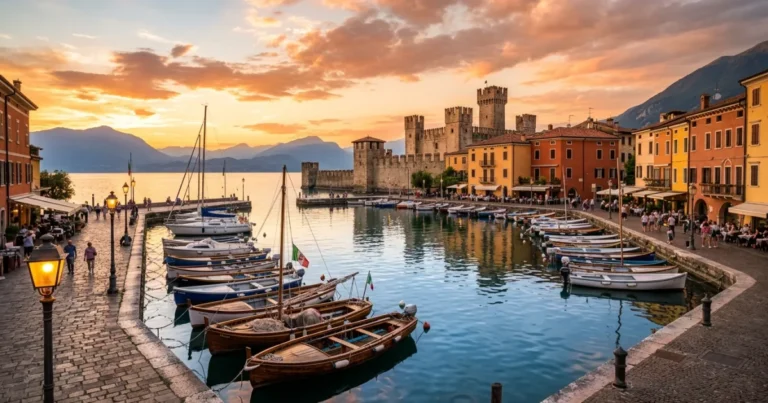 Lazise Old Town 2 Panoramic view of Lazise Old Town harbor and medieval walls on Lake Garda