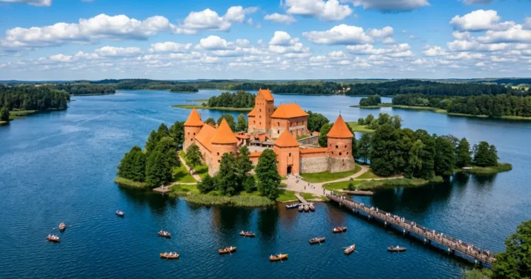 Lithuania 20 Trakai Island Castle surrounded by Lake Galvė in Lithuania