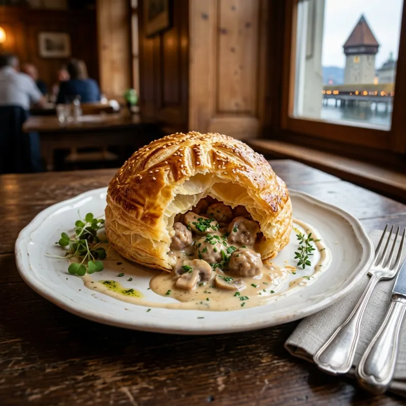 Luzerner Chügelipastete traditional Swiss meat pie