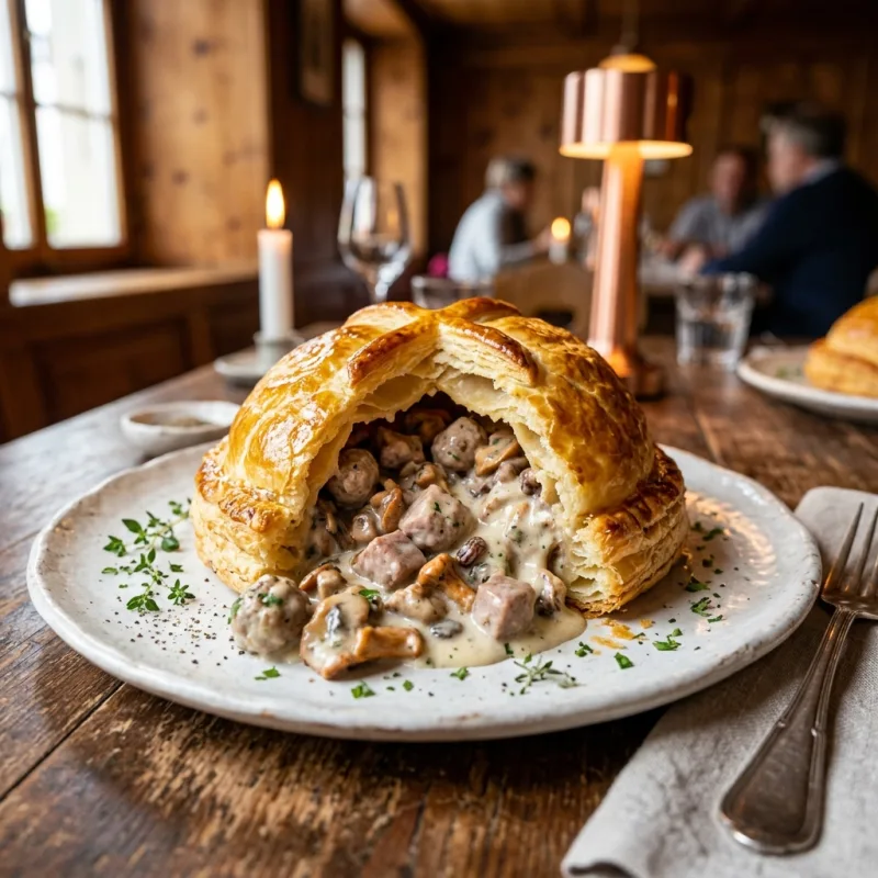 Luzerner Chügelipastete traditional Swiss veal and mushroom pastry