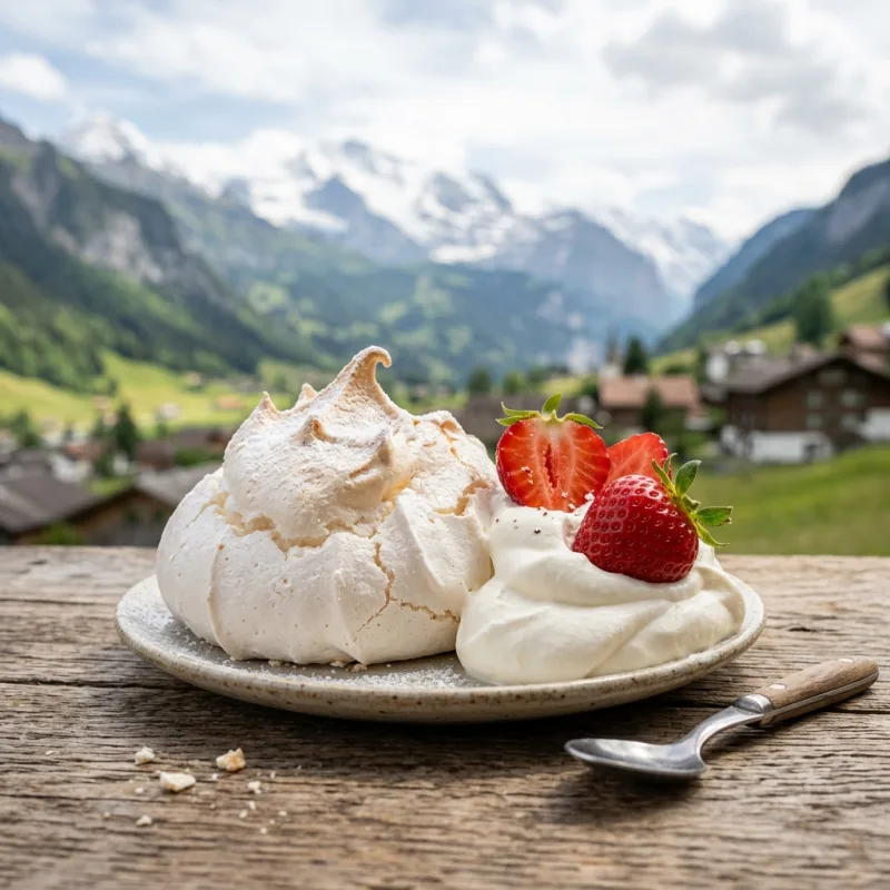 Traditional Meiringen Meringue with alpine cream