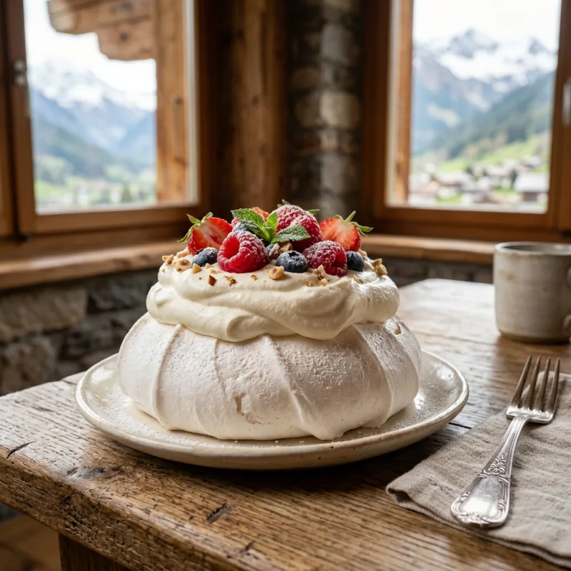 Traditional Meiringer Meringue with whipped cream
