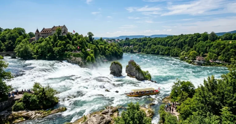 Neuhausen am Rheinfall 5 Panoramic view of the Rhine Falls and Schlössli Wörth in Neuhausen am Rheinfall